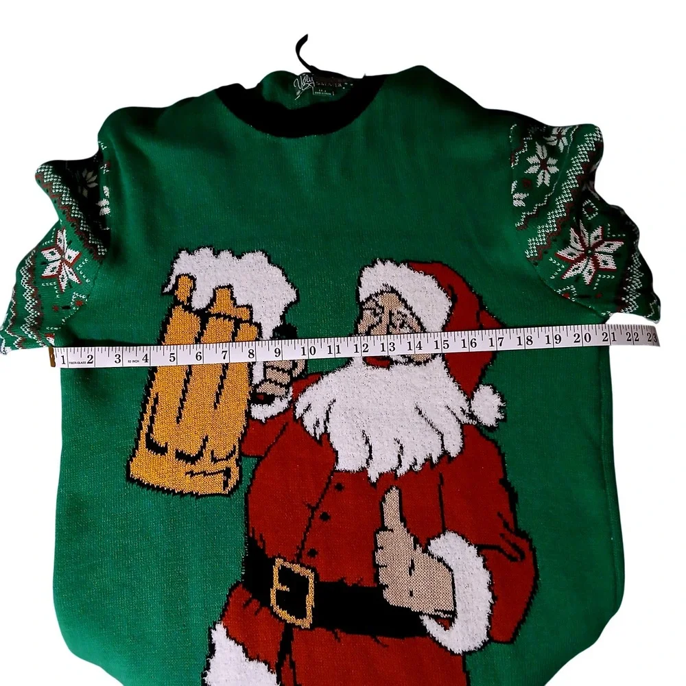 Ugly Christmas Sweater Mens Large Santa Beer Drink Christmas Holiday‎ Knit